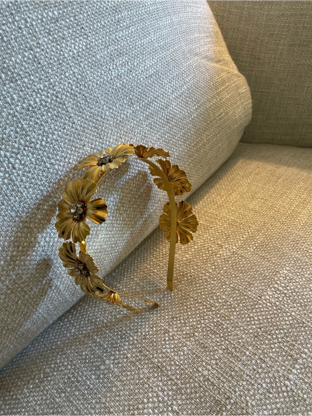 Lelet NY Gold plated Floral and Crystal Headband